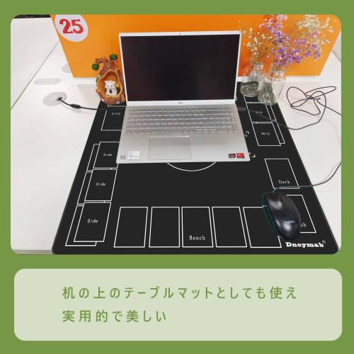 Dnoymab Full-Size Playmat for Card Games, 3mm Thick Rubber Playmat for 2 Players, Non-Slip, with Storage Bag, 60x60cm (3mm Black)