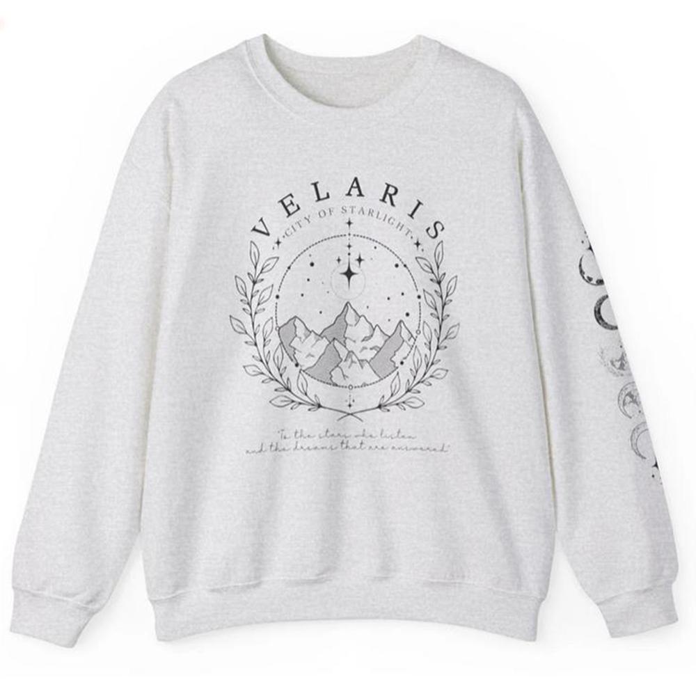 Velaris Damen Sweatshirt mit Ärmelaufdruck Shirt ACOTAR Merch Sarah J Maas Pullover Stadt des Sternenlichts Pullover Feyres Tattoo Sweatshirt