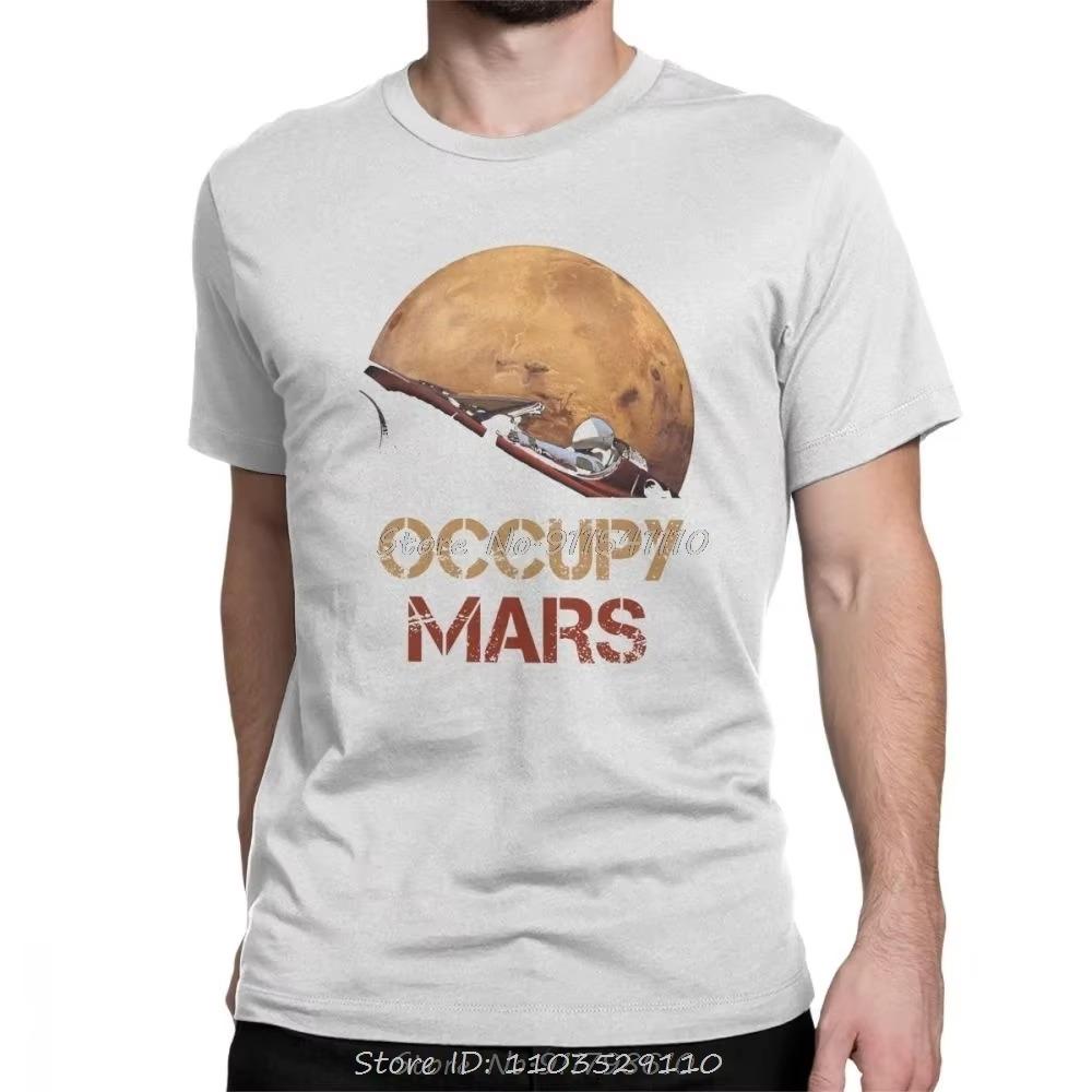 Occupy Mars T Shirt Spacex Starman T-Shirt Men Elon Musk Falcon Heavy 9 Short Sleeve Novelty Men  Tees Harajuku Streetwear