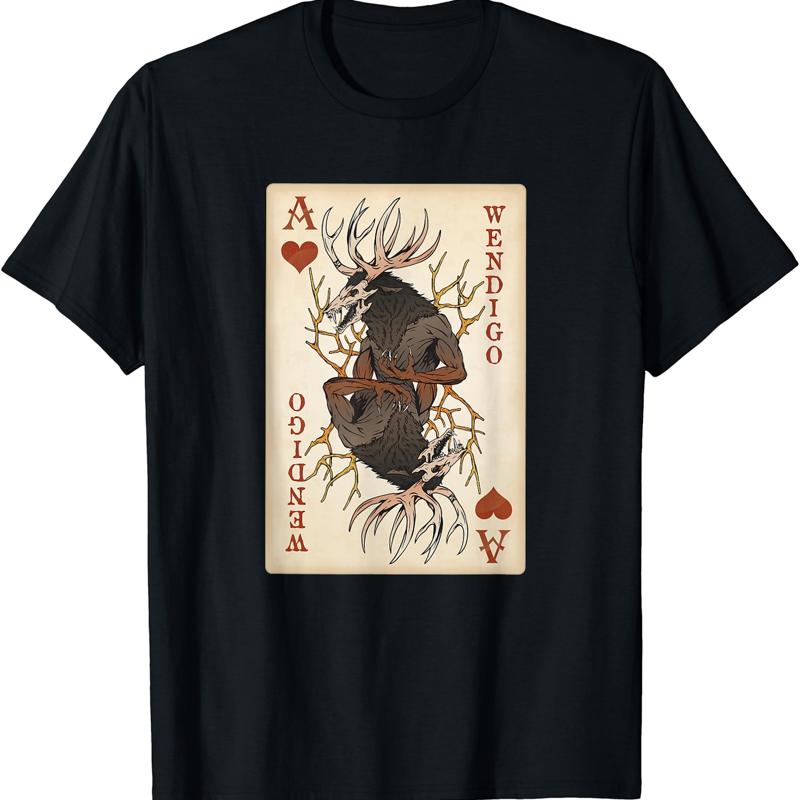 Wendigo Original Cryptid Playing Card Tarot Ace Of Hearts T Shirt Size S 5Xl S разноцветный