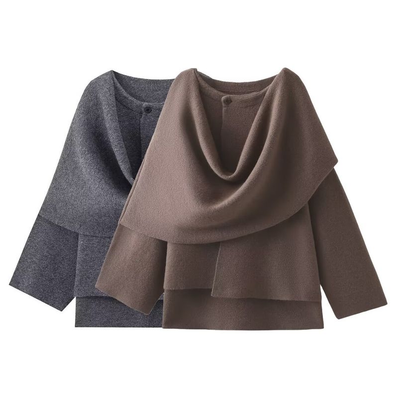 Kaslead New Arrival Women's Clothing Fashion Style Fashion Minimalist Casual Scarf Knitting Short Outwear