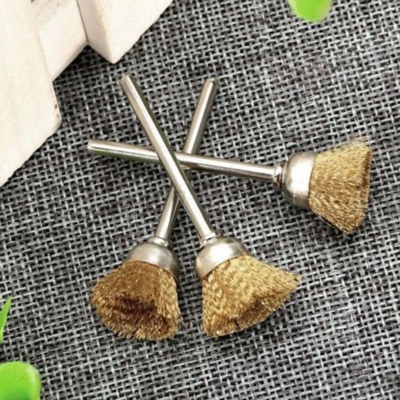 1 buc Tija 3mm Lustruire Perii Cupă Roată Sârmă Alamă Instrument Rotativ de Curățare
