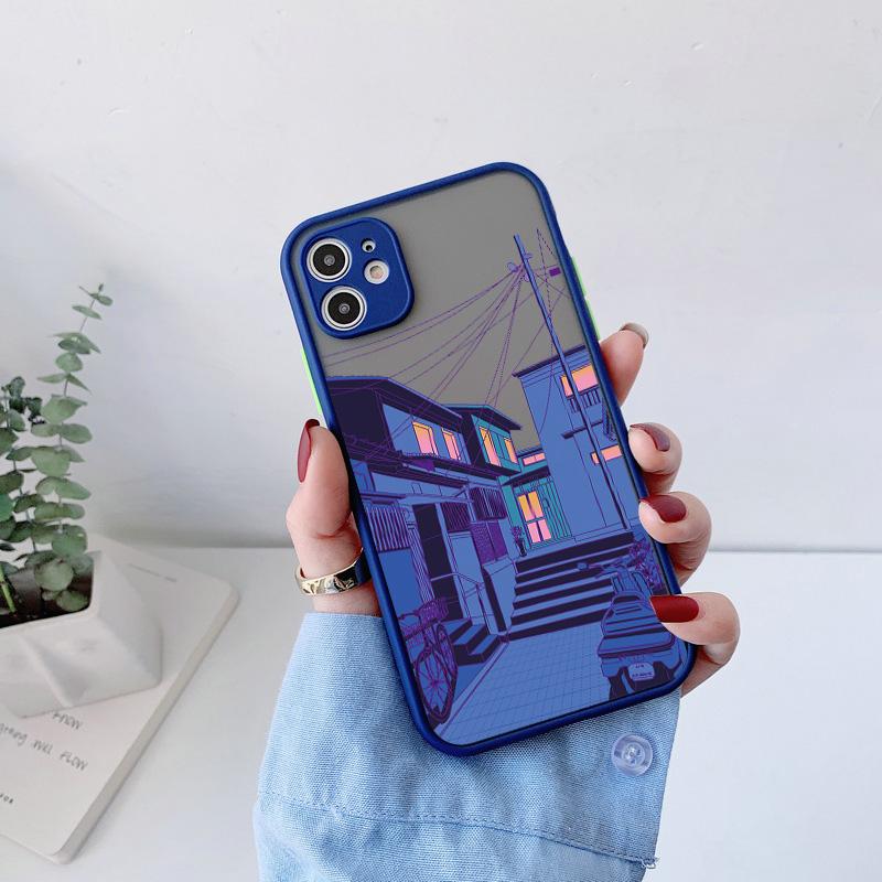 Japanese Anime Painted House scenery Phone Case For iPhone 16 15 Plus X XR XS Max 17 16 15 13 12 11 14 Pro Max Hard Matte Cover