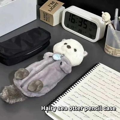 1 Pieza Creativa Nutria Marina Muñeca de Peluche Estuche para Lápices Ins Soporte para Bolígrafos Altamente Atractivo Bolsa Bonita para Lápices Suministros Escolares Papelería