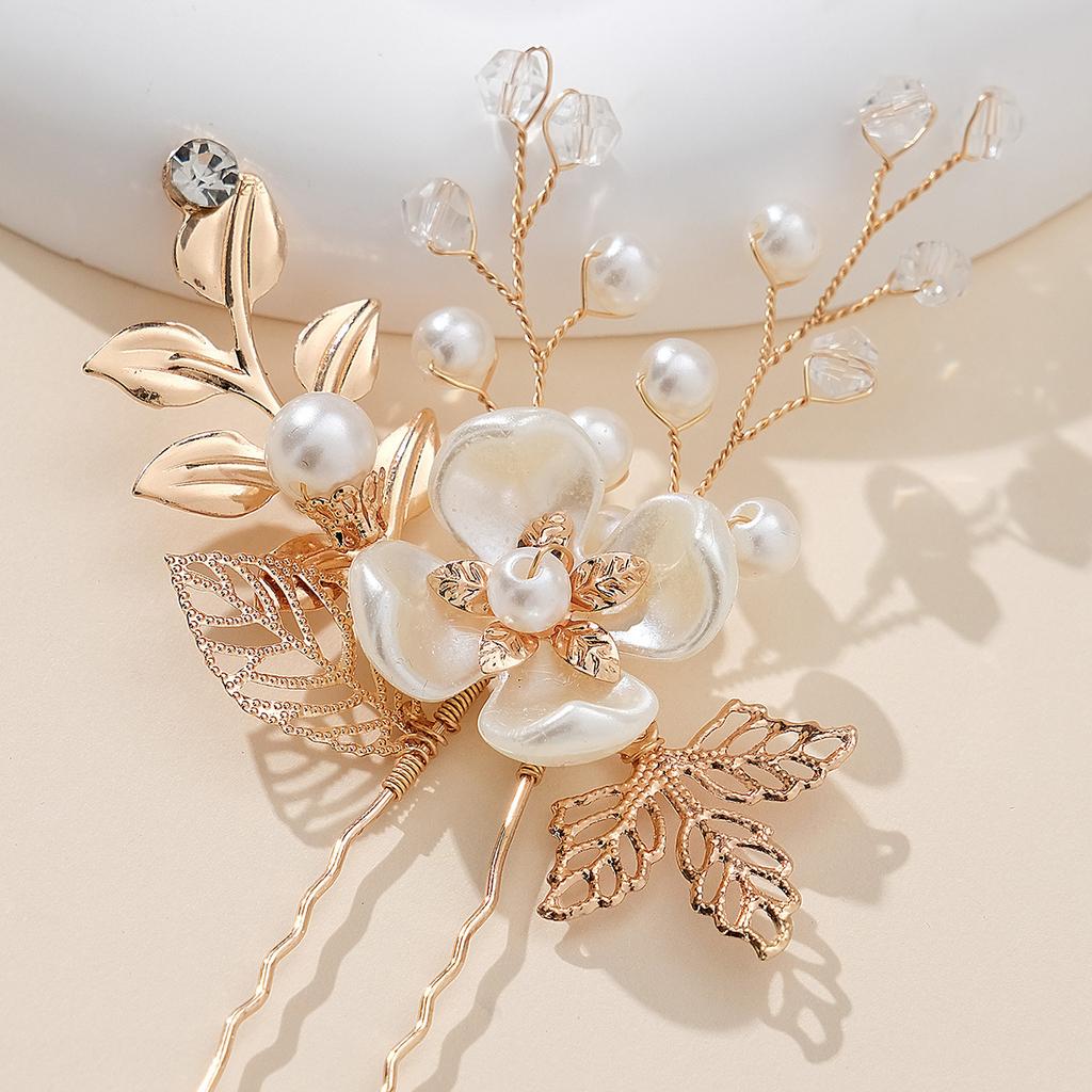 Bridal jewelry, hair accessories, handmade hairpins, dinner party hairpins, golden leaves, pearls, flower pins