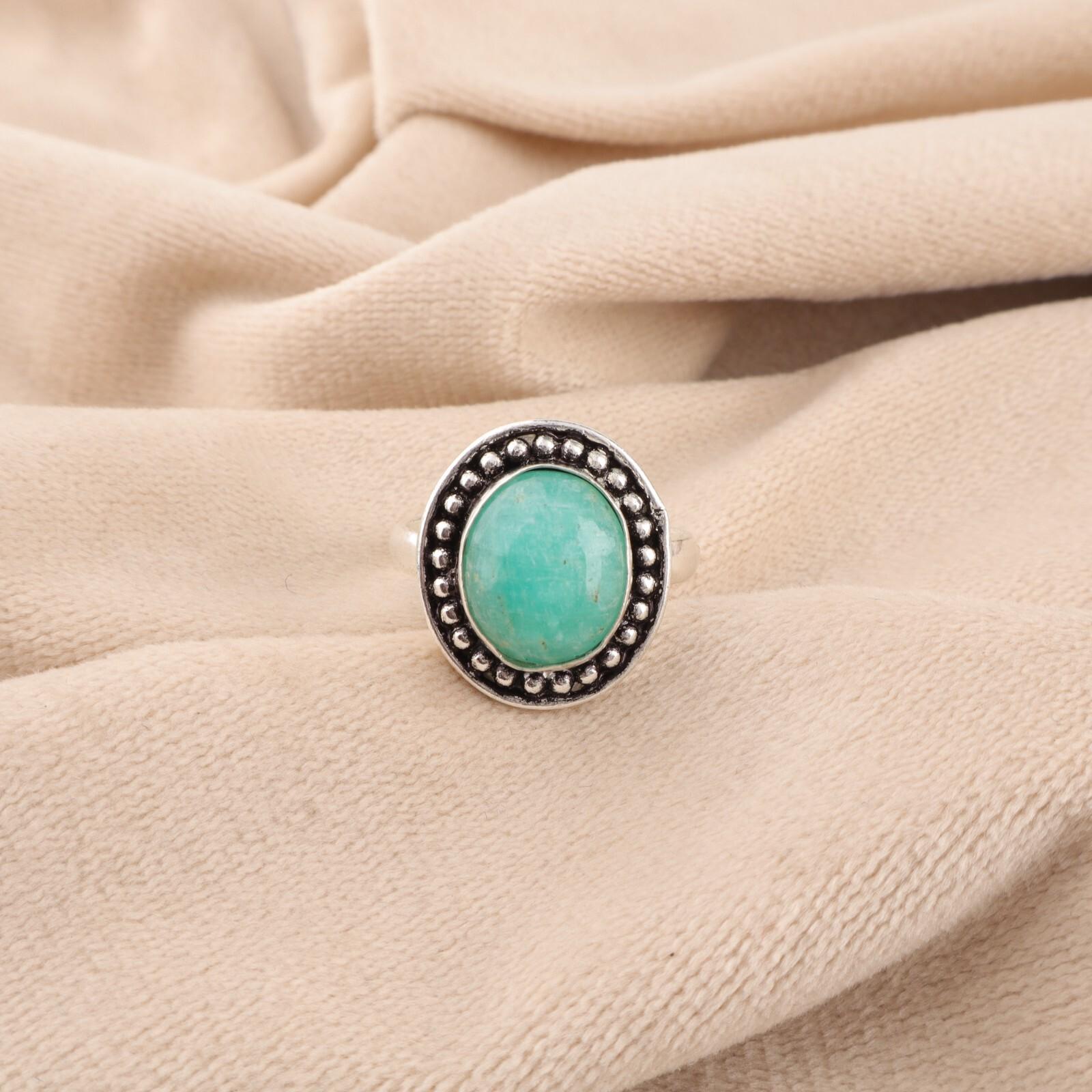 

Натуральный Амазонит Драгоценный Камень 925 Стерлинговое Серебро Ювелирное Изделие Ручной Работы Кольцо Подарок Для Мамы RR-62-22 13