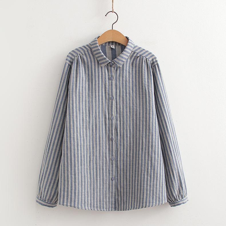 Long Sleeved Shirt Women's Korean Version Loose Slimming Embroidery Double-layer Cotton Yarn White Base Shirt