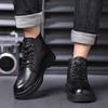 Martin Boots Winter British Style Real Leather with Fleece Lining Cotton-Padded Leather Boots Men's Retro Workwear Non-Slip Ankle Boots