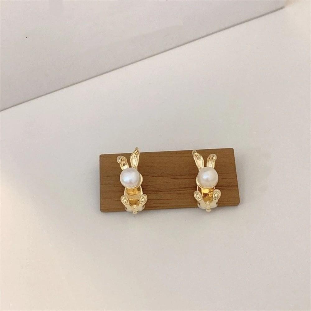 Cute Rabbit Ear Studs Simple Ladies Pearl Earrings Exquisite Rabbit Earrings  Jewelry Gifts