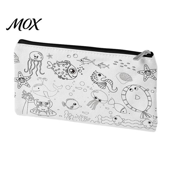 Stationery Organizer Bag DIY Coloring Cartoon Pencil Case, Color Your Own Canvas Pen Zipper Case Bag, Pouch Art Crafts for Students, Kids Holder