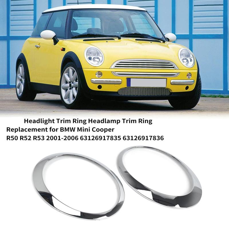 Headlight Trim Ring Headlamp Chrome Frame for BMW Mini Cooper R50 R52 R53 2001-2006 Electroplating Left