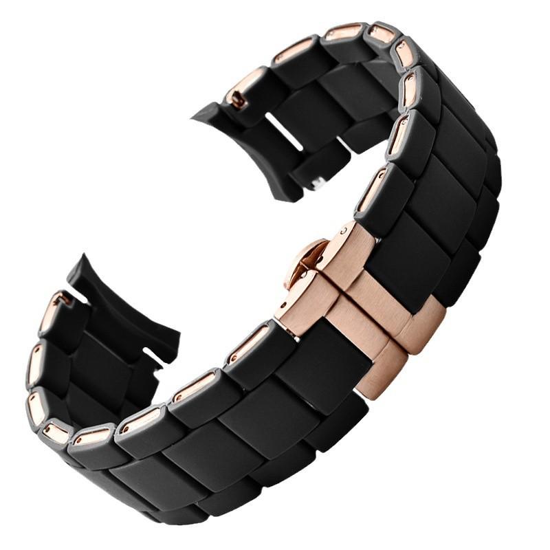 Replacement Rubber Coated Steel Watch Strap for Armani AR5889/5890/5905/5920 - Men's & Women's, 20mm/23mm Width