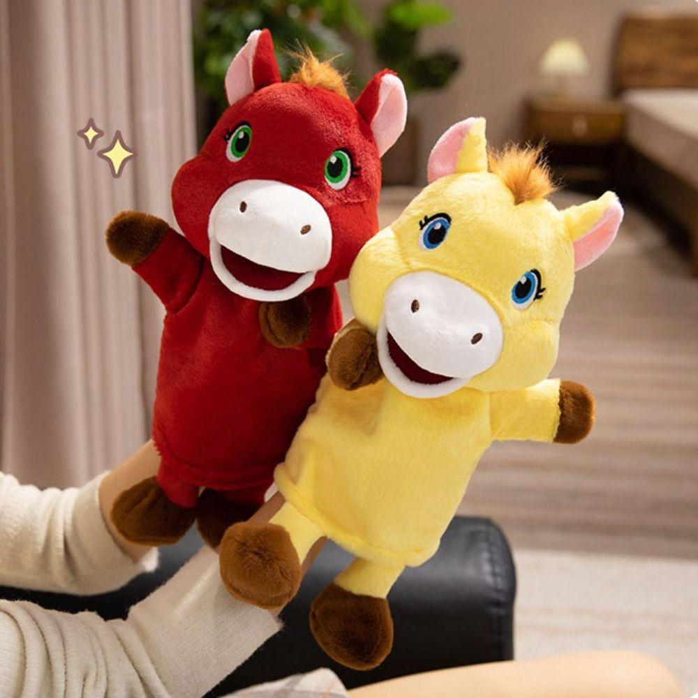 Horse Animal Little Horse Puppet Simulation Soft Stuffed Plush Horse Toys 30cm Storytelling Hand Finger Story Puppet