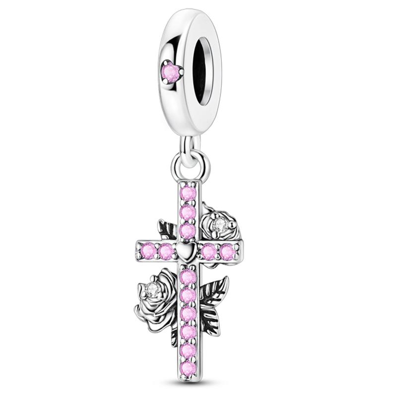 Argent 925 Breloques Roses Perles Papillon Bouteille de Parfum Couronne Cœur Zircon Breloques pour Femmes Beaux Bijoux DIY Cadeaux