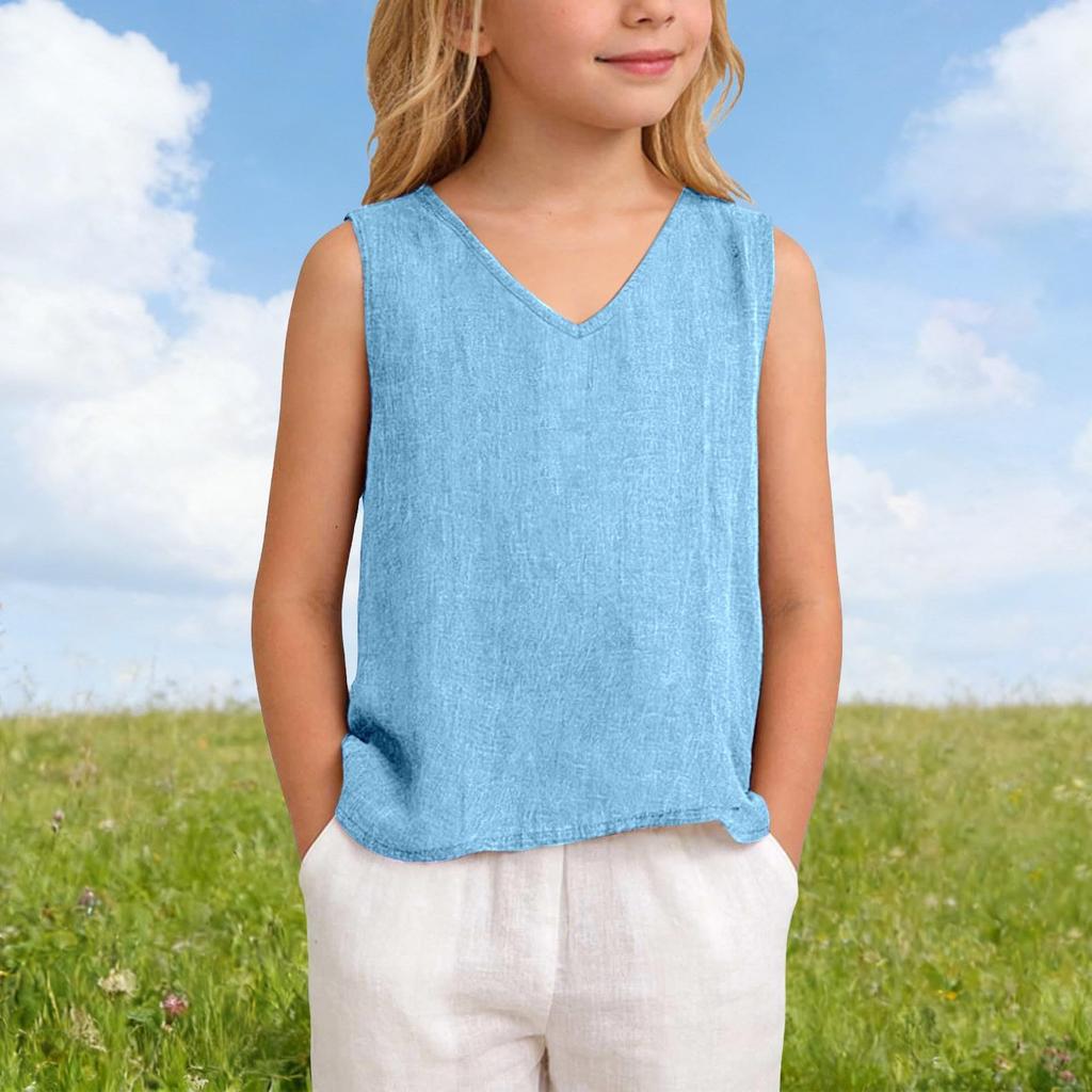 Lockeres T-Shirt für Kinder: Lässiges ärmelloses Mädchen-Tanktop