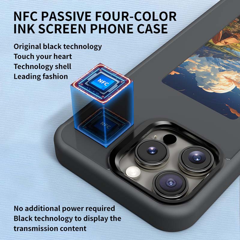 Eink Screen Smart NFC Refesh Phone Case for IPhone 16 15 14 13 Pro Max DIY Eink Back Display Protection Case Battery Free