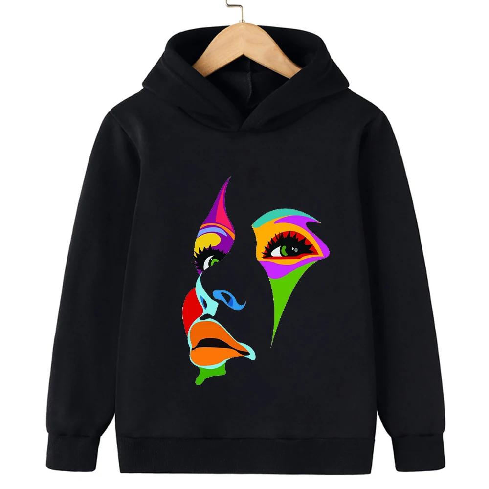 2025 Mode Hip-Hop Trend Street Art Print Herbst und Winter Kinder Langarm Kapuzenpullover Täglich Sport Warm Lässig Hoodie