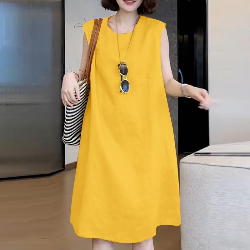 

ZANZEA Женское повседневное летнее платье без рукавов с круглым вырезом 5XL