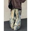 LUXEON American Street Destruction Style Embroidered Denim Pants Oversized Retro Wash Personality Fashion Loose Casual Wide Leg Jeans