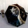 Yin Yang Snow Leopard & Tiger Circle Wall Art DecorUmbrella, Portable 3-Fold Compact Umbrella for Men & Women Gift