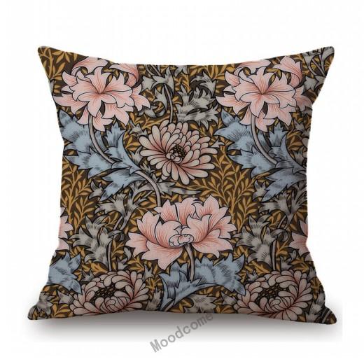 Uk William Morris Chrysanthemum Pattern Classic Floral Design Elegant Sofa Decorative Cotton Linen Pillow Case Cushion Cover