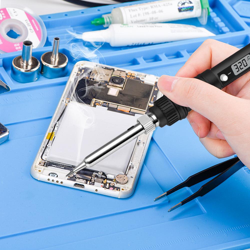 JCD 80W Soldering Iron Sponge Professional Tin Electric Bread Adjustable Temperature 220V Lead-free Welding Repair Tools