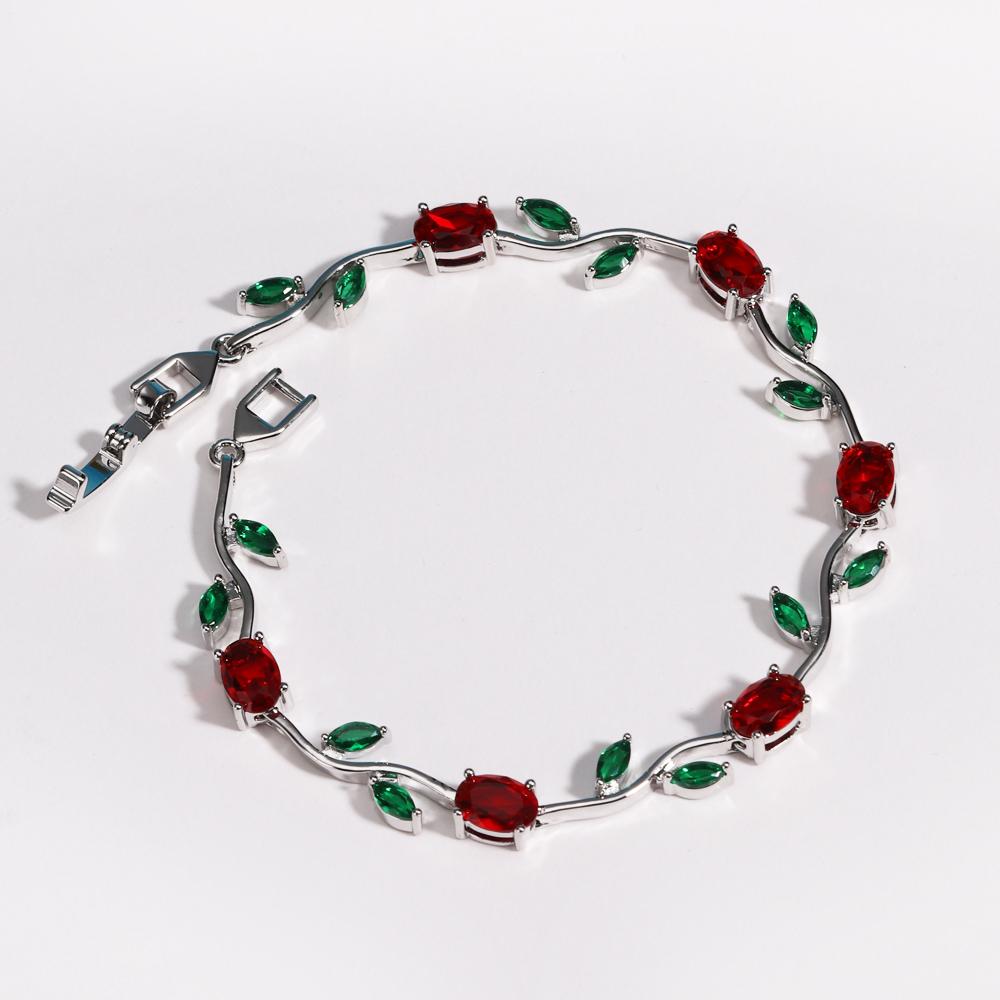 Colorful Trendy Charm Marquise Cut Cubic Zirconia Bracelets For Women CZ Leaf Bridal Wedding Party Jewelry Gift