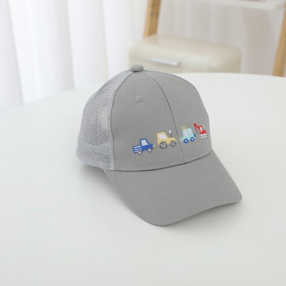 Fashion Cartoon Car Excavator Embroidered Children'S Baseball Caps Casual Mesh Toddler Peaked Caps Breathable Sun Hats Outdoor