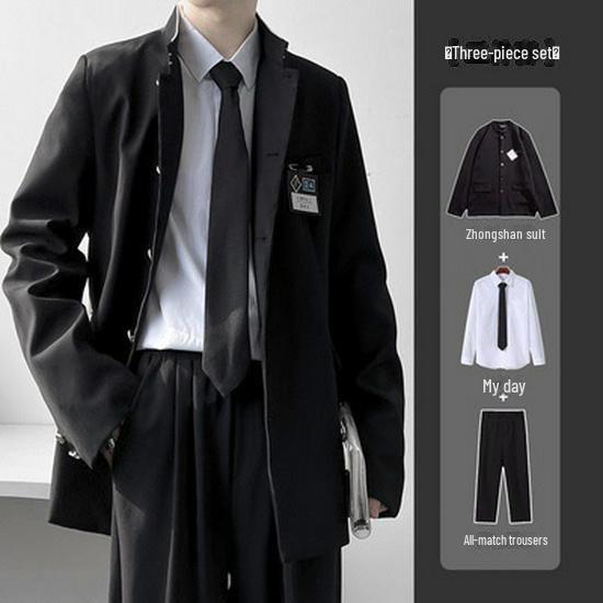 Men's Trendy College-Style Retro Suit Jacket - Zhongshan Japanese DK Design