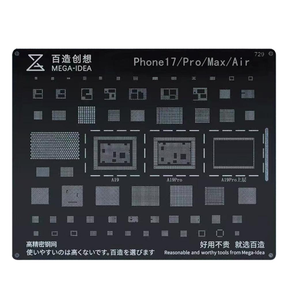 QIANLI MEGA-IDEA Black BGA Reballing Stencil Multifunction Universal Net for iPhone 6-17 Pro Max Planting Tin Steel Mesh Tools