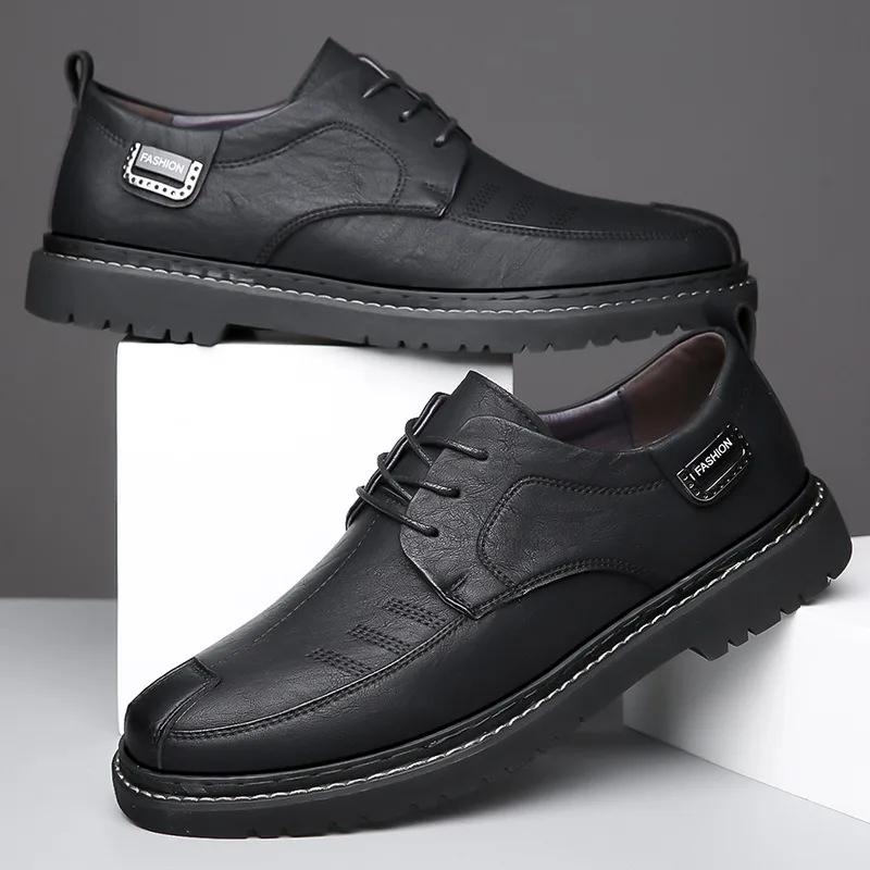 Fashion British Platform Leather Loafers for Men Designer Soft-soled Casual Business Men's Dress Shoes Fashion Light Male Driving Shoes