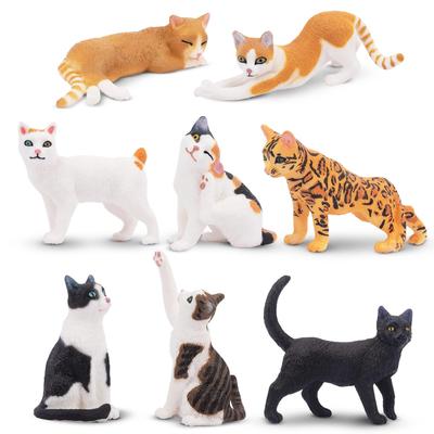 TOYMANY 8PCS Cat Figurines, Cute Cats, Realistic Animal Models, Popular Animal Toys, Birthday Present, Christmas, New Year, Decoration, Collection,