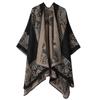 Womens Oversized Knit Shawl Wrap Scarf Ethnic Warm Fleece-Like Cape Travel Winter