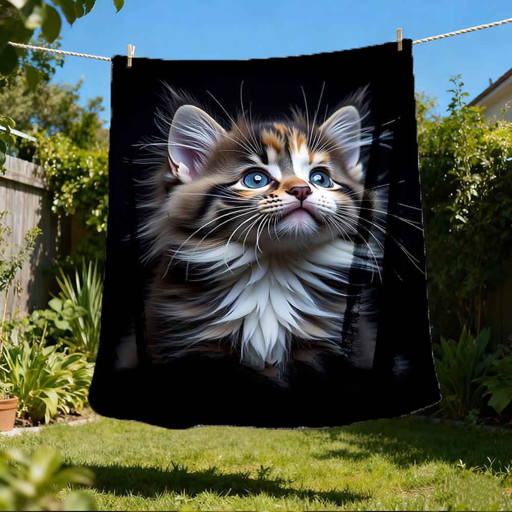 1pc Kitten Outdoor Blanket Soft Flannel Cozy for Travel & Camping All Season