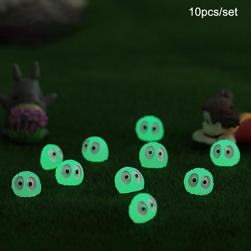 10Pcs Mini Luminous Briquettes Elfs Dust Sprite Micro Ornaments Small Coal Ball Glowing Potted Ornament Miniature Garden Decor