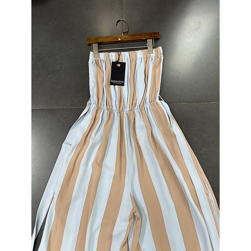 Yanzi Export Chiffon Fabric Blue Wide Striped Waist Tube Top Jumpsuit Single Layer Cool Casual Pants Pants