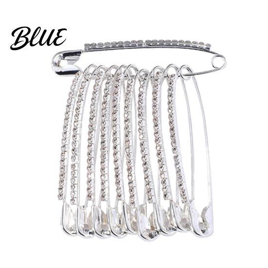 Shiny Rhinestone Embellishment Safety Pins Pants Waist Shawl Brooches Clothes