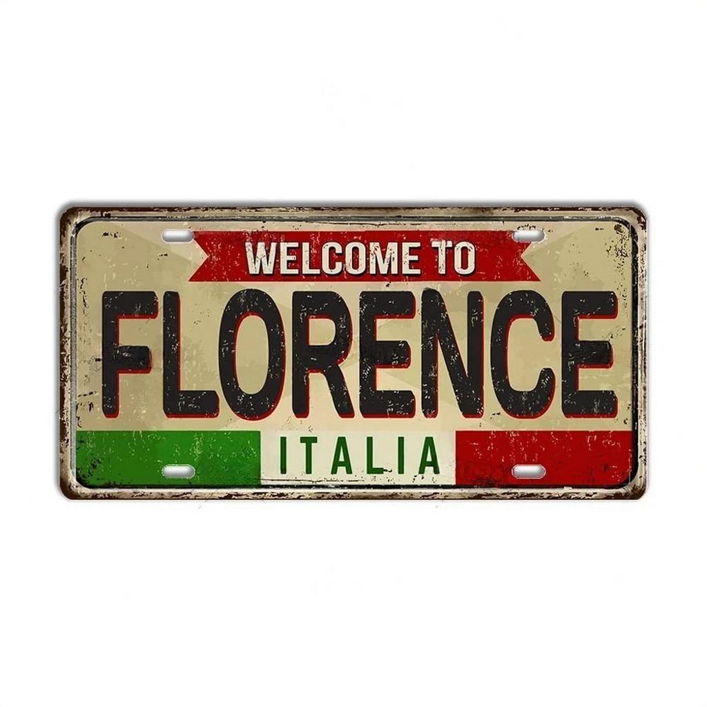 Mfoever Tin Italy License Plates for Wall Art Decoration Metal Tin Signs Vintage Tags Metal Automotive Signs For Cafe Bar Club Garage Pubs