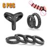 6Pcs Silicone Penis Ring Set Cock Rings Erection Enhancing Delay Ejaculation Soft Stretchy Adult Sex Toys For Men Couples Gay
