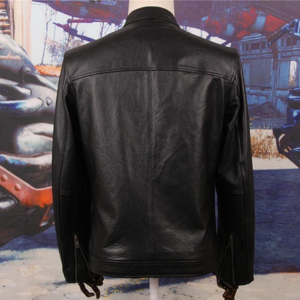 Chinese Size Spring Natural Genuine Calf Skin Leather for Man Slim Fit Male Coat Men Real Cowhide Coats Fashion Clothing Male Clothes Autumn
