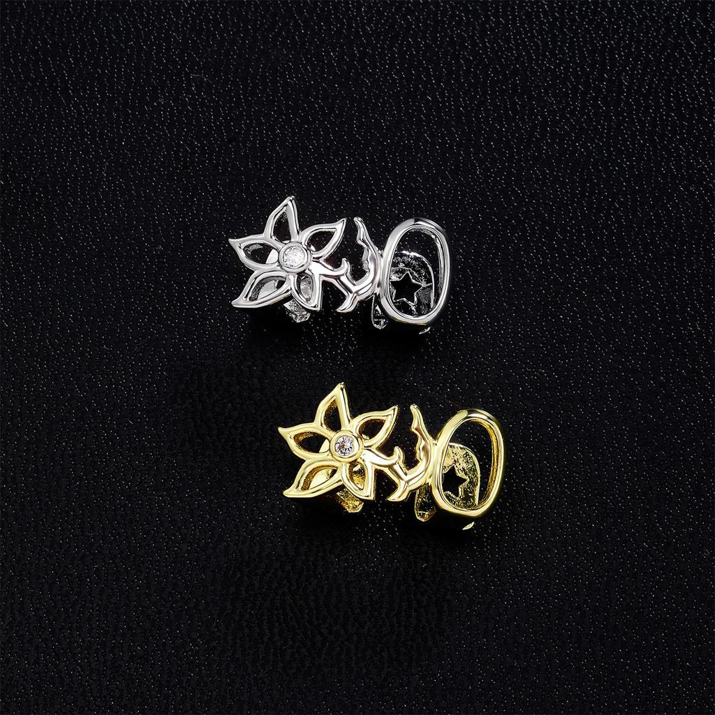 Adjustable Copper Plated Flower Cutout Teeth Covers Convenient Accessory Decoration for Street Styles Lovers Wear