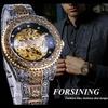 Mechanische Herrenuhr Automatische Armbanduhr Luxus Diamant Edelstahl Skelett Uhren Gold Relogio Masculino