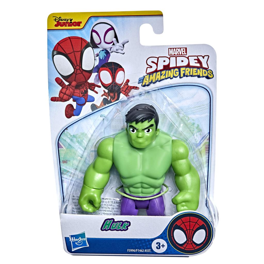 Spider-Man and His Amazing Friends Marvel Hulk Hero Figure Toy, 4-Inch Scale Superhero Action Figure, Ages 3+ (F3996)