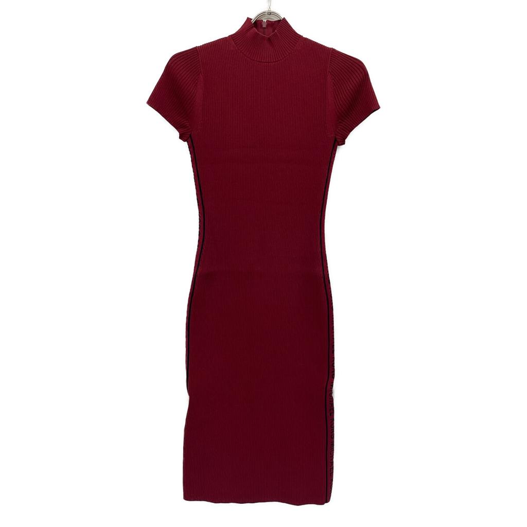Michael Kors Rayon X Nylon Side Logo Tape Short Sleeve Rib Knit Dress Dress S RedUsed