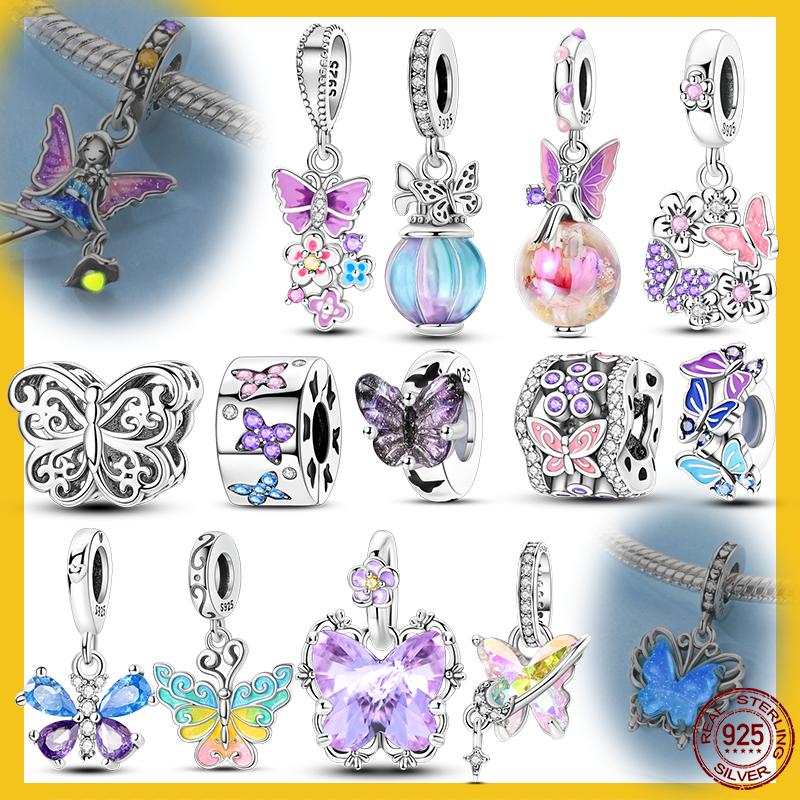 Original Copper Stylish Charms Beads Colorful Butterfly Pendants For Women Girls Fashion Bracelet Necklace Making Gifts