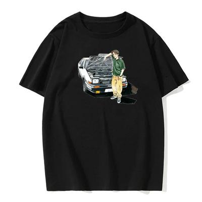 Comic Biker Print Summer Casual Men's Short-sleeved Round Neck EU Size Cotton Comfortable T-shirt Fashionable Daily T-shirt