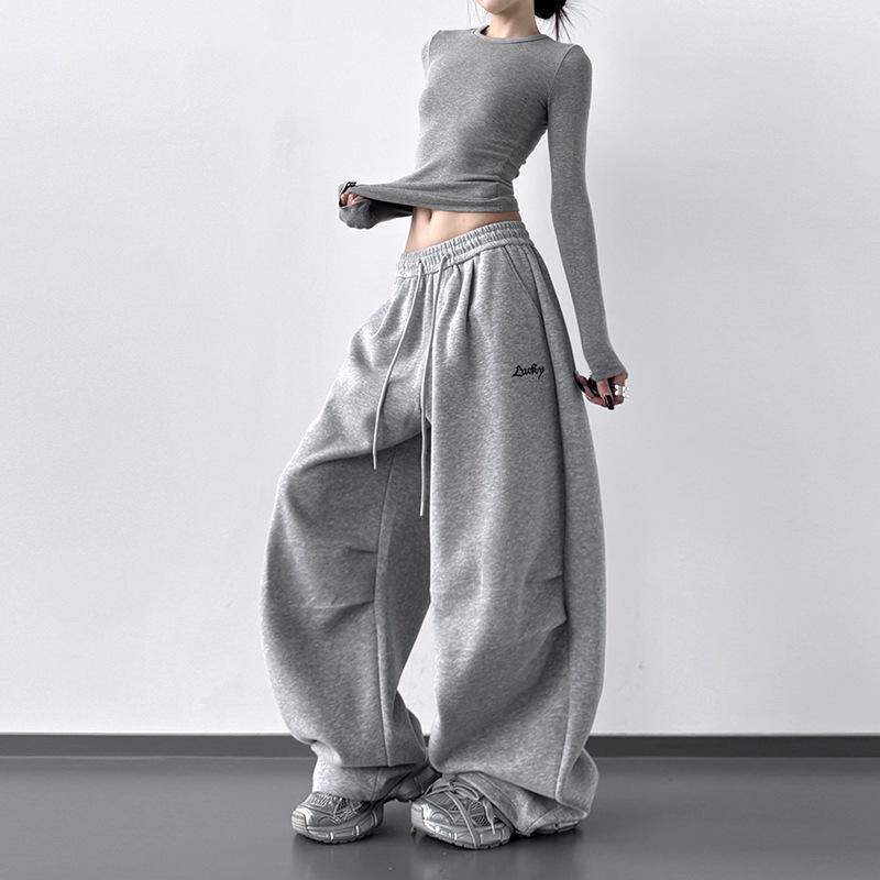 2025 Autumn Women's Tall Hip Hop Cargo Sweatpants - Casual Jazz Dance Drapey Sport Pants