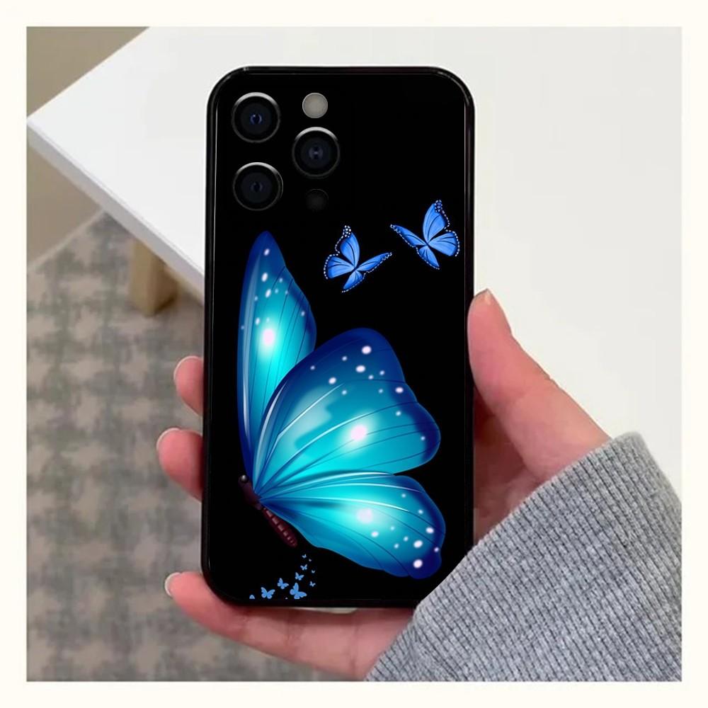 

Blue Butterfly Beautiful Wing Phone Case For Apple iPhone 15,14,13,12,11,Pro,X,XS,Max,XR,Plus,Mini Soft Black Cover iPhone12mini