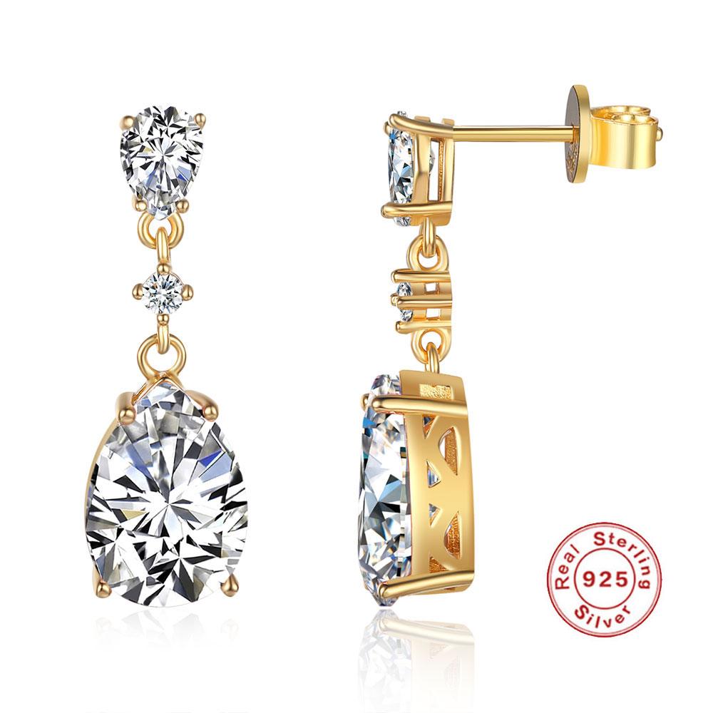 Lavixmia Italy 100 %Solid 925 Sterling Silver 10x14mm 8 .0ct Pear Cut Stud Earring Women Girl Luxury Teardrop Dangle Earrings Jew