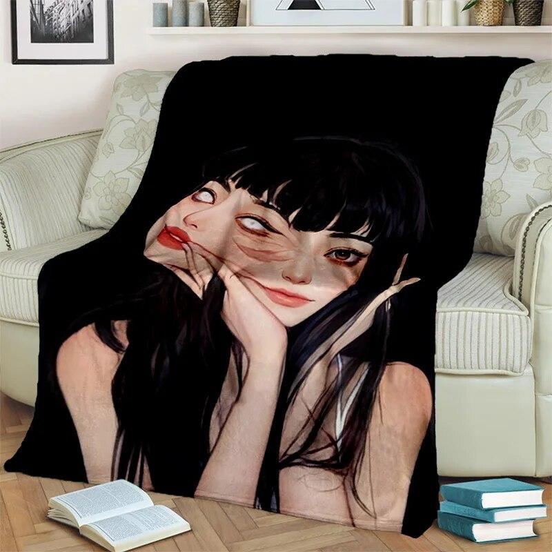 3D Horror Ghost Junji Ito Tomie Kawakami Blanket,Soft Throw Blanket for Home Bedroom Bed Sofa Picnic Travel Office Cover Blanket